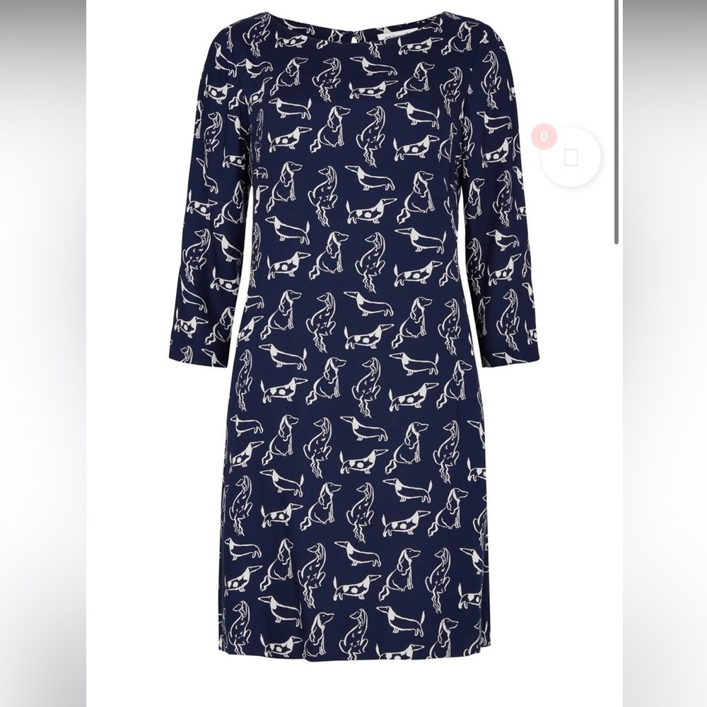 EMILY & FIN EFFY TUNIC DRESS CITY DOGS daschund navy blue long sleeve M - Picture 3 of 7